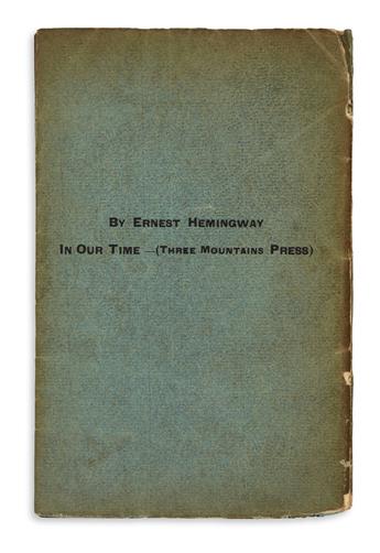 HEMINGWAY, ERNEST. Three Stories & Ten Poems.
